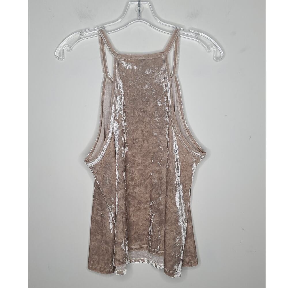 Stetson cream beige crushed velvet flowy tank top - small - Picture 4 of 5